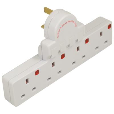 Eagle 4 Gang Anti Surge Plug-in Switched Extension Socket With Neon Indicators