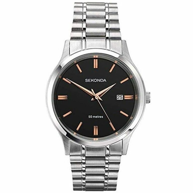 Sekonda Men’s Fashion Black Dial Silver Bracelet Watch 1192