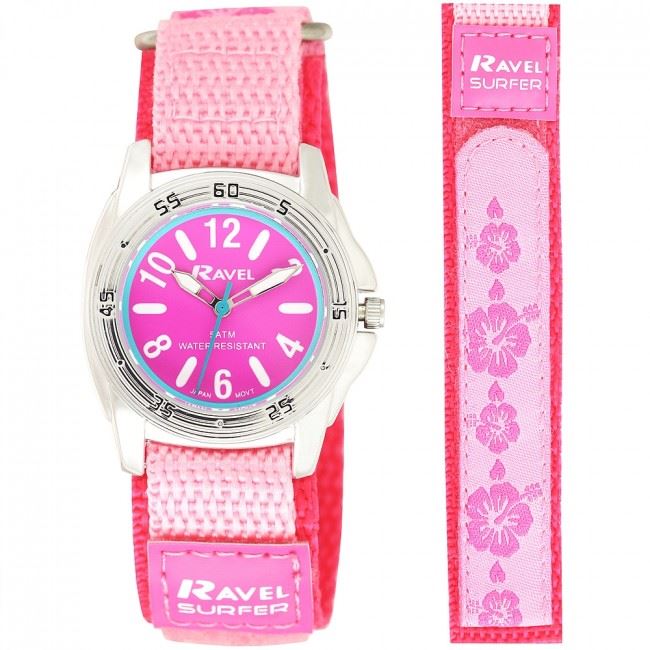 Ravel Deluxe Girl’s 5ATM Bold Fabric Strap watch RD124L