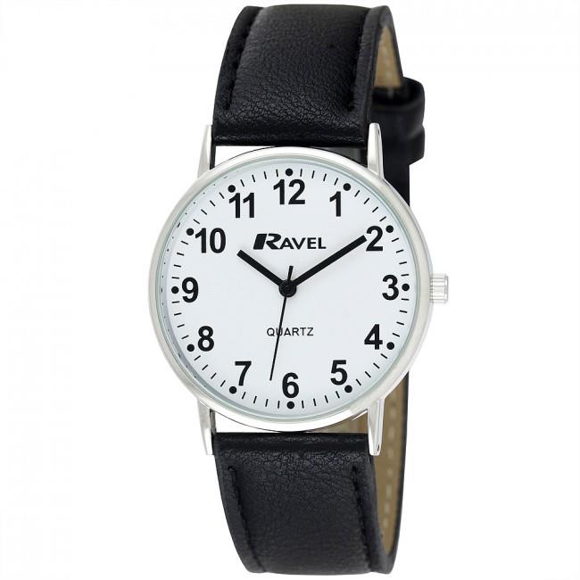 Ravel Gents Classic Strap Watch Black / Silver / White R0129.15.1