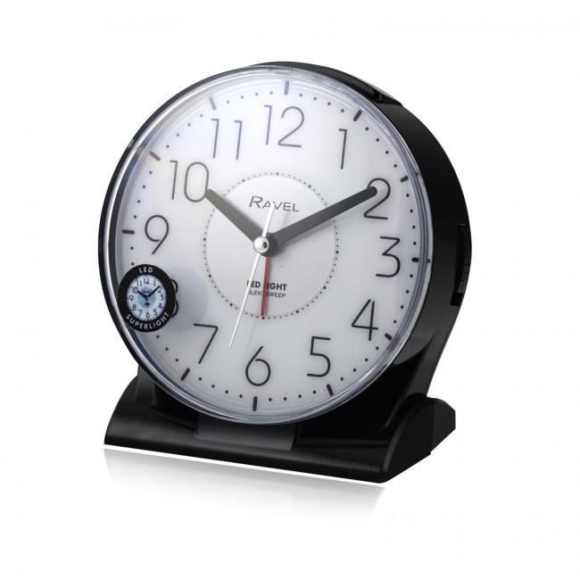Ravel Large Contemporary Bedside / Mantel Quartz Alarm Clock – Black RC036.3