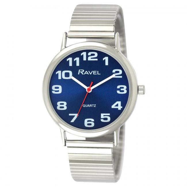Ravel Mens Blue Dial Silver Expander Bracelet Watch R0208.46.1