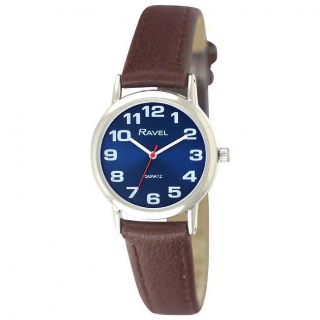 Ravel Women’s Classic Blue Dial Brown Strap Watch R0105.49.2