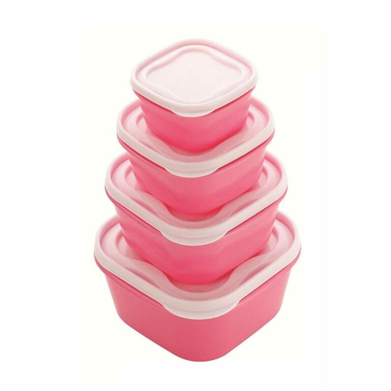 Set of 4 BPA Free Microwave Food Storage Air Tight Containers (Pink)