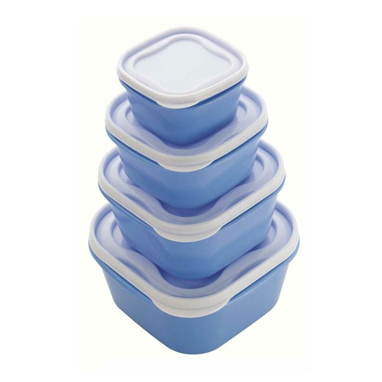 Set of 4 BPA Free Microwave Food Storage Air Tight Containers (Blue)