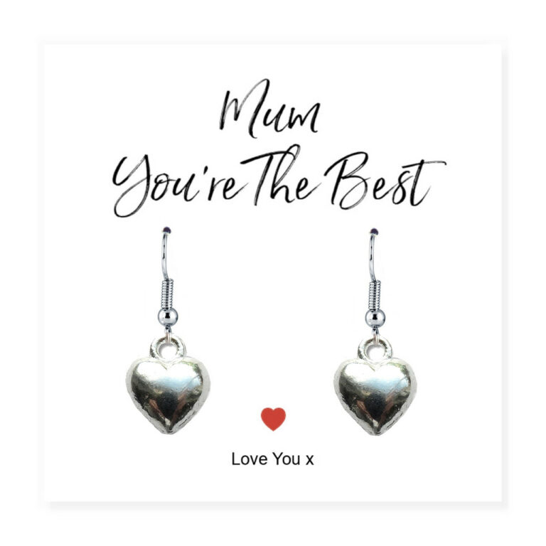 Mum You’re The Best Heart Earrings & Message Card
