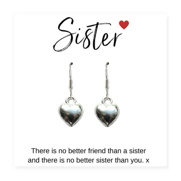 Heart Earrings &  Sister Message Card