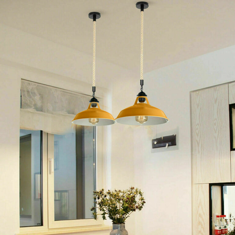 Industrial Vintage Metal Shade Chandelier Retro Ceiling Lamp Orange Shade Pendant Light~3880