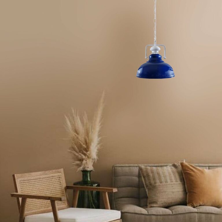 Industrial vintage Retro Indoor Hanging Ceiling Metal Navy Blue Pendant Light E27 UK Holder~3840