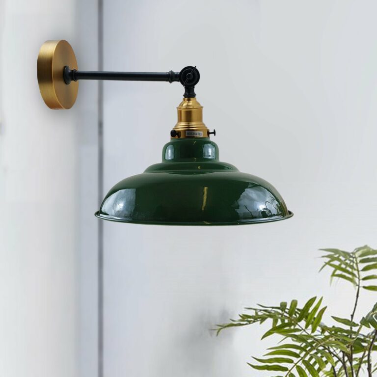 Green Shade With Adjustable Curvy Swing Arm Wall Light Fixture Loft Style Industrial Wall Sconce~3465