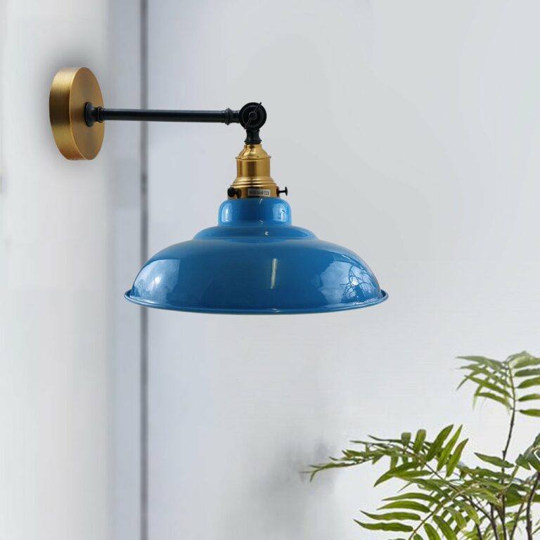 Light Blue Shade With Adjustable Curvy Swing Arm Wall Light Fixture Loft Style Industrial Wall Sconce~3466
