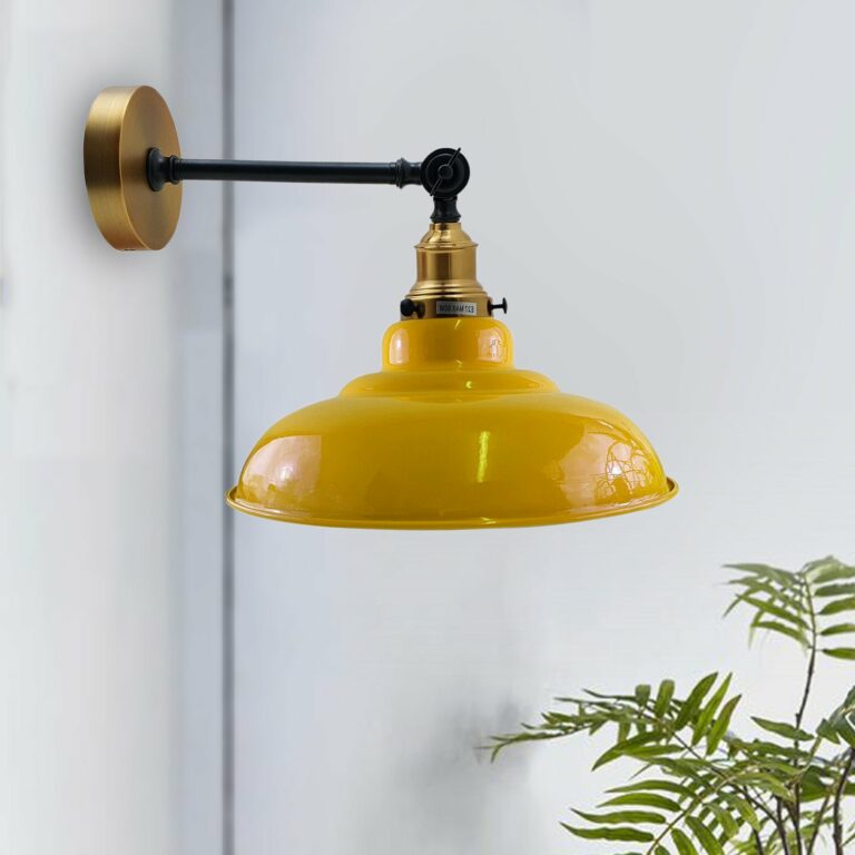 Yellow Shade With Adjustable Curvy Swing Arm Wall Light Fixture Loft Style Industrial Wall Sconce~3467