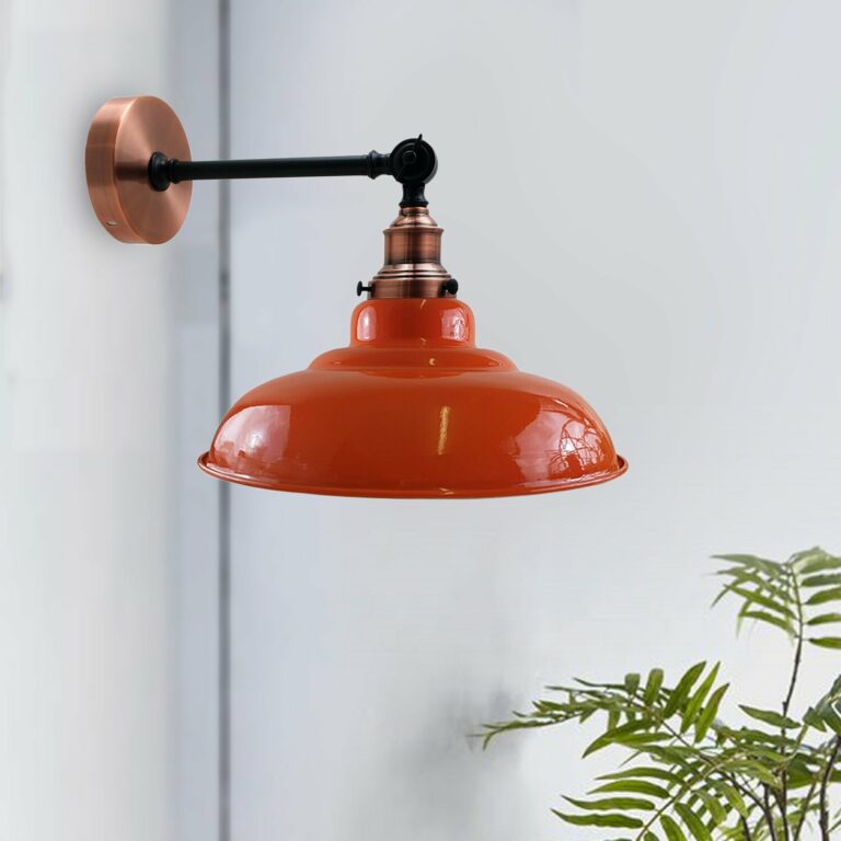 Orange Shade With Adjustable Curvy Swing Arm Wall Light Fixture Loft Style Industrial Wall Sconce~3468