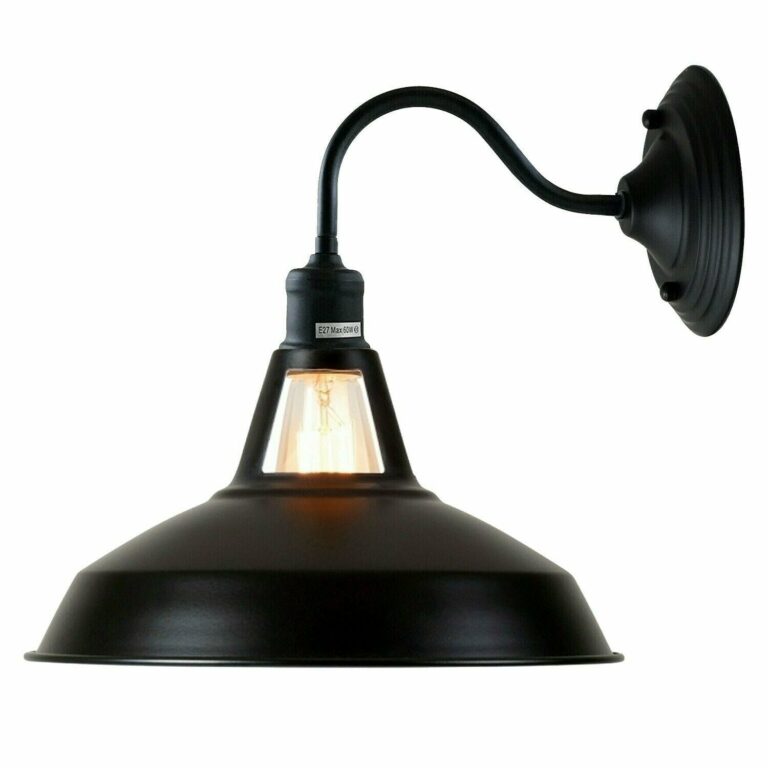 Vintage Retro Industrial Black Wall Light Shade Modern Style High Polished Wall Sconce~3628