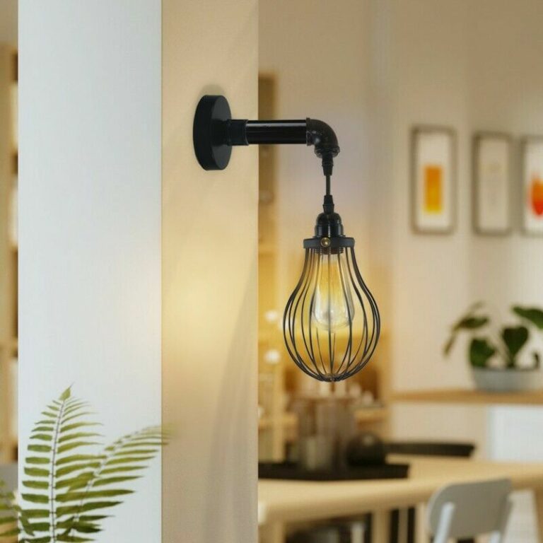 Industrial Vintage Retro Pipe Sconces Wall Light  dome black Cage Modern E27 UK~3729