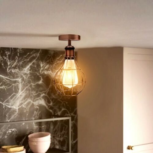 Vintage Retro Industrial Ceiling Light Shade Flush Mount Ceiling Lamp Fittings~3666