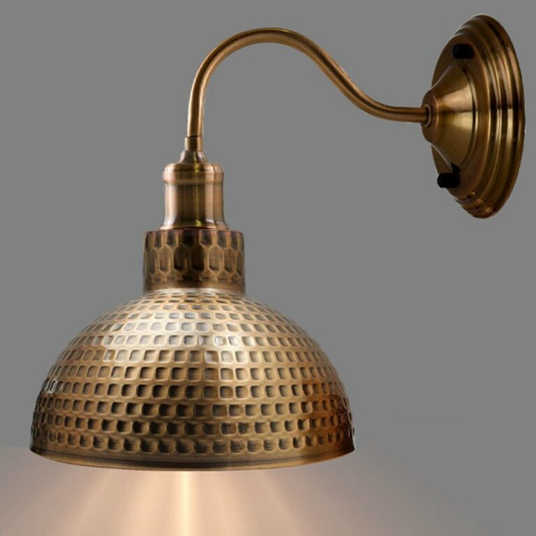 Vintage Retro Industrial Yellow Brass colour Metal Lampshade Sconce Wall Lights UK Holder~3677