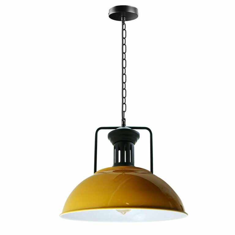 Industrial vintage Metal  Adjustable Hanging ceiling Yellow Lampshades E27Uk holder~3805