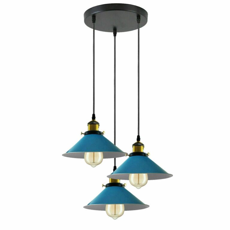 Industrial Vintage Metal Pendant Light Shade Chandelier Retro Ceiling Blue LampShade~3868
