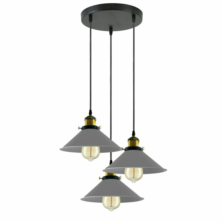 Industrial Vintage Metal Pendant Light Shade Chandelier Retro Ceiling Grey LampShade~3863