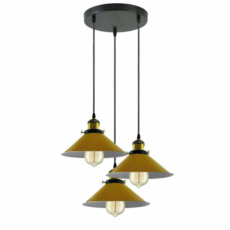Industrial Vintage Metal Pendant Light Shade Chandelier Retro Ceiling Yellow LampShade~3861