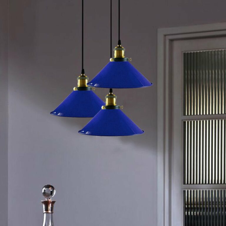 Industrial Vintage Metal Pendant Light Shade Chandelier Retro Ceiling Navy Blue LampShade~3854
