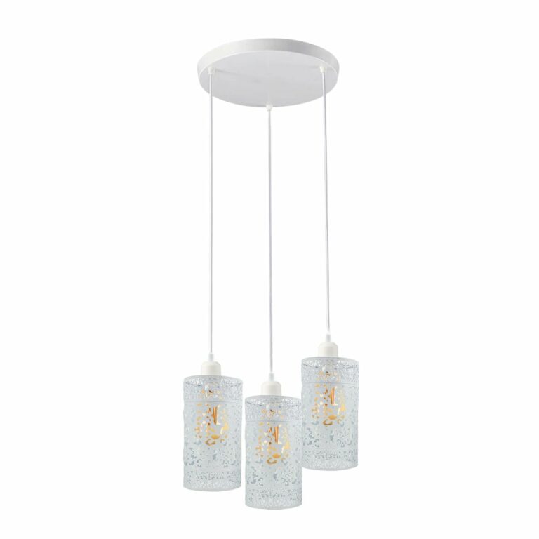 Industrial Vintage Retro 3 way pendant Round ceiling e27 base White Metal Lamp~3920