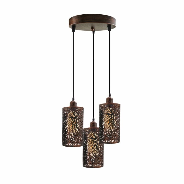 Industrial Vintage Retro 3 way Round Rustic Red ceiling Pendant Cage~3989