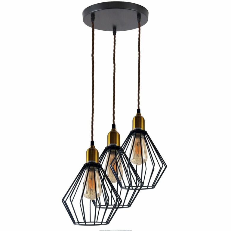 industrial Vintage Retro 3 head Round Ceiling Wire Cage Pendant Light~4053