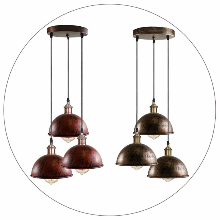Industrial Vintage Loft Bar Chandelier 3 Way Pendant Light Fittings Metal Shade,Hanging Cluster Ceiling 3 Lights Fixture~1263