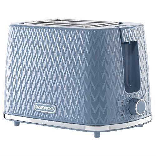 Daewoo Argyle Collection 2 Slice Patterned Toaster 6 Time Settings Light Blue