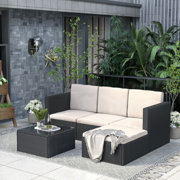 5pcs Rattan Garden Outdoor Patio Sofa Set