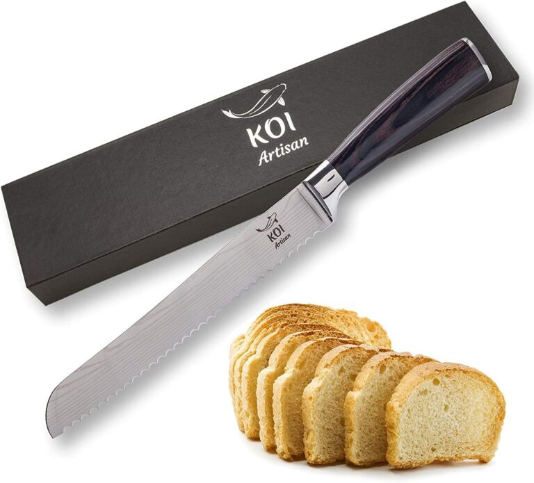 KOI ARTISAN Large Bread Knife – 8 Inch Razor Sharp Edge