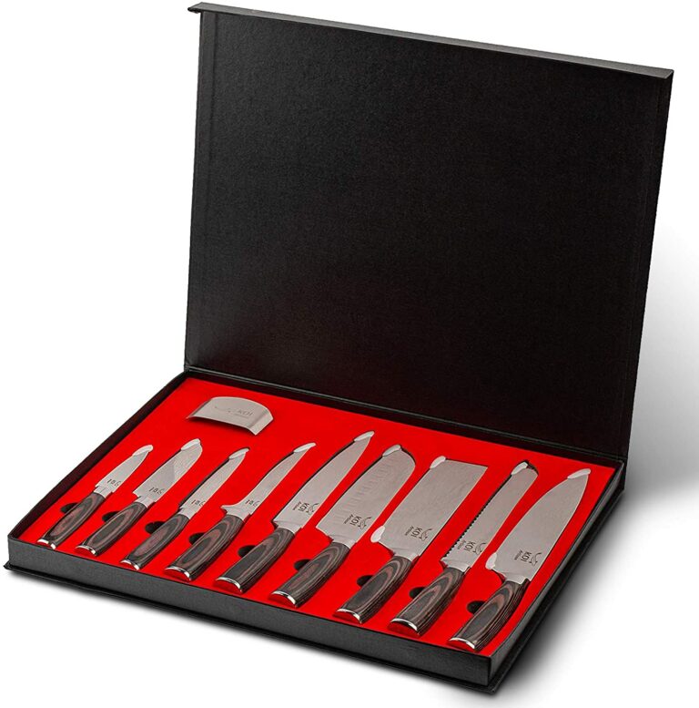 Koi Artisan Professional Knife Set – Laser Etched Box (9 Pcs set)