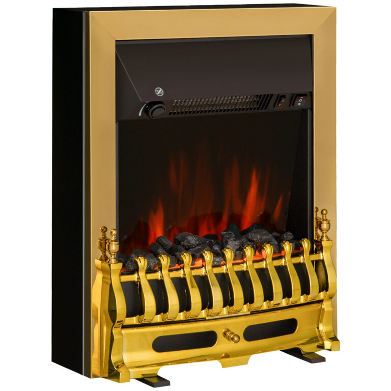 LED Flame Electric Fire Place 2000W Coal Burning Effect Heat-Golden