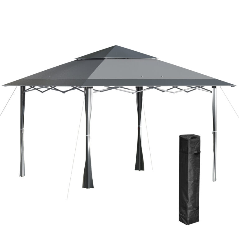 4x m Pop-up Gazebo Double Roof Roller Bag Steel Frame, Dark Grey