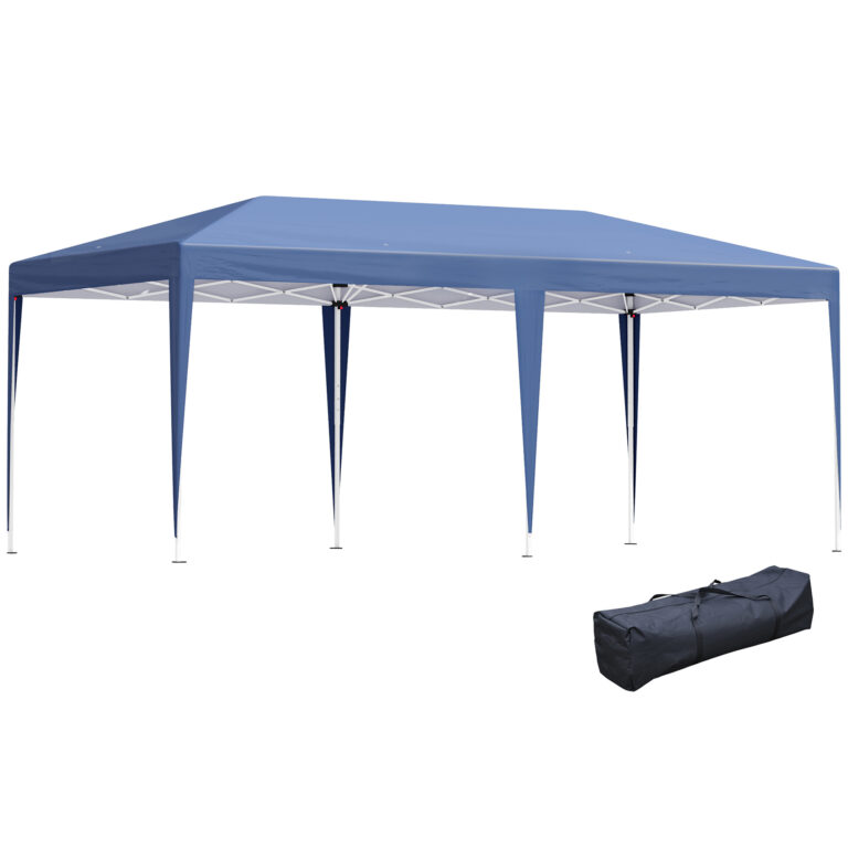 Pop Up Gazebo, Double Roof Canopy Tent, Bag, 6x3x3m, Blue Heavy Duty