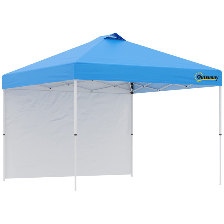 3x3M Pop Up Gazebo Tent with 1 Sidewall, Roller Bag, Blue