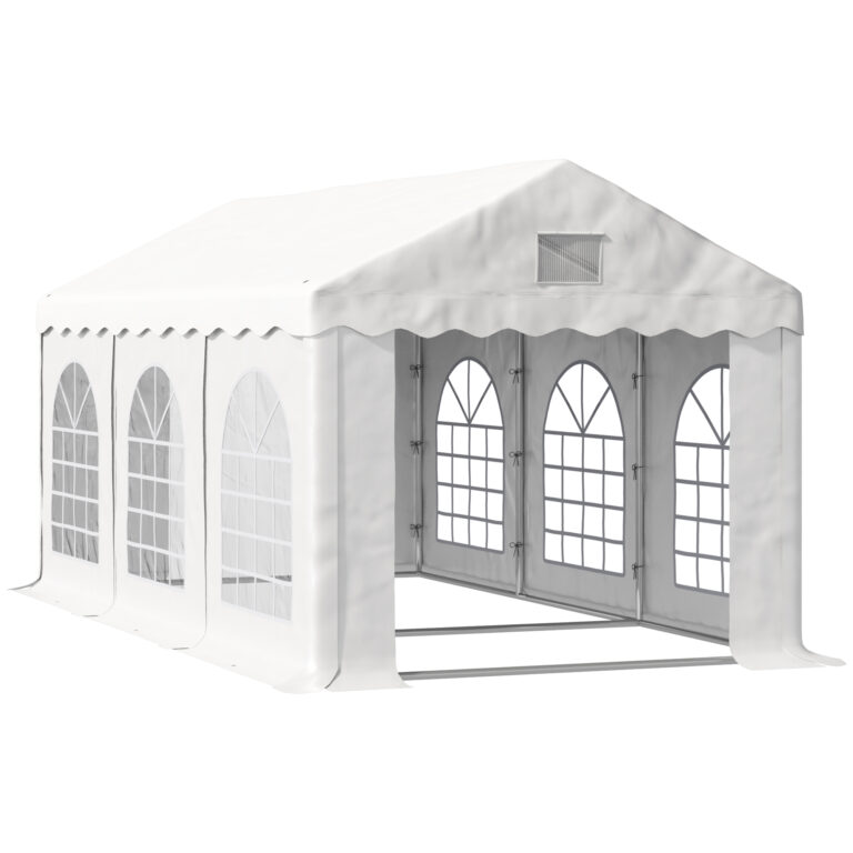 6x3m Gazebo Canopy PE Party Tent with 4 Removable Side Walls White