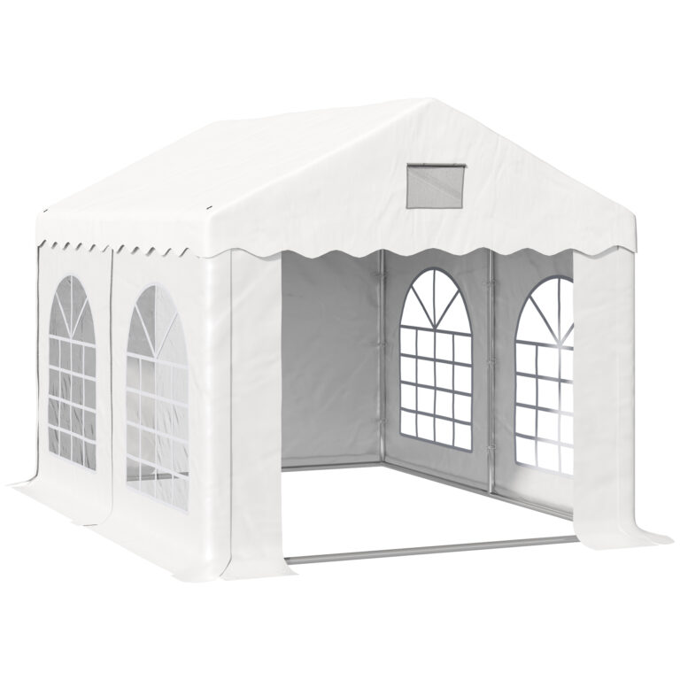 4x3m Gazebo Canopy PE Party Tent 4 Removable Side Walls White