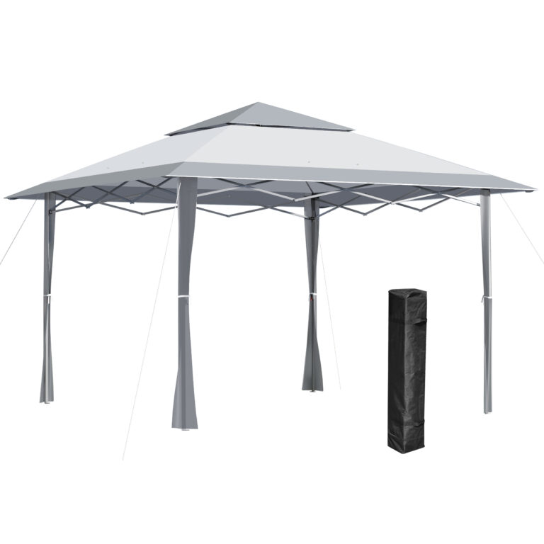 4x4m Pop-up Canopy Gazebo Tent with Roller Bag , Steel White & Grey