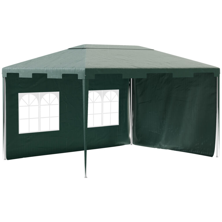 3x4m Garden Gazebo Marquee Party Tent with 2 Sidewalls Green