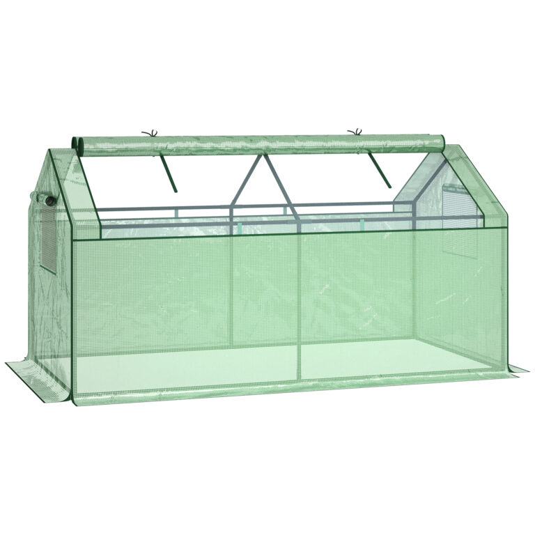 Mini Greenhouse Portable with Windows 180x92x92cm, Green