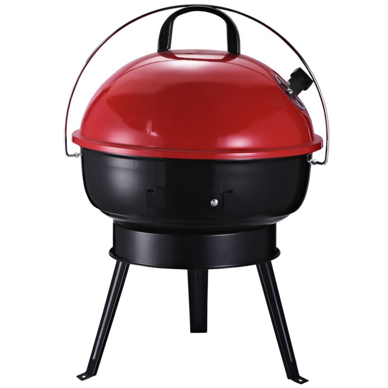 Portable Charcoal Grill Barbecue BBQ Camping Red & Black