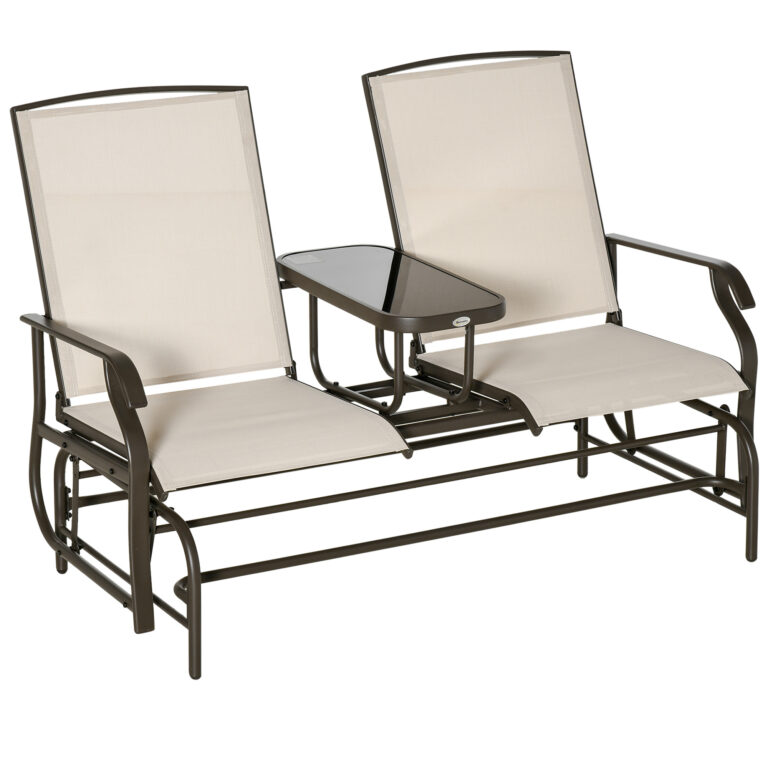 Metal Double Swing Chair Glider With Table Rocker Sun Lounger 2