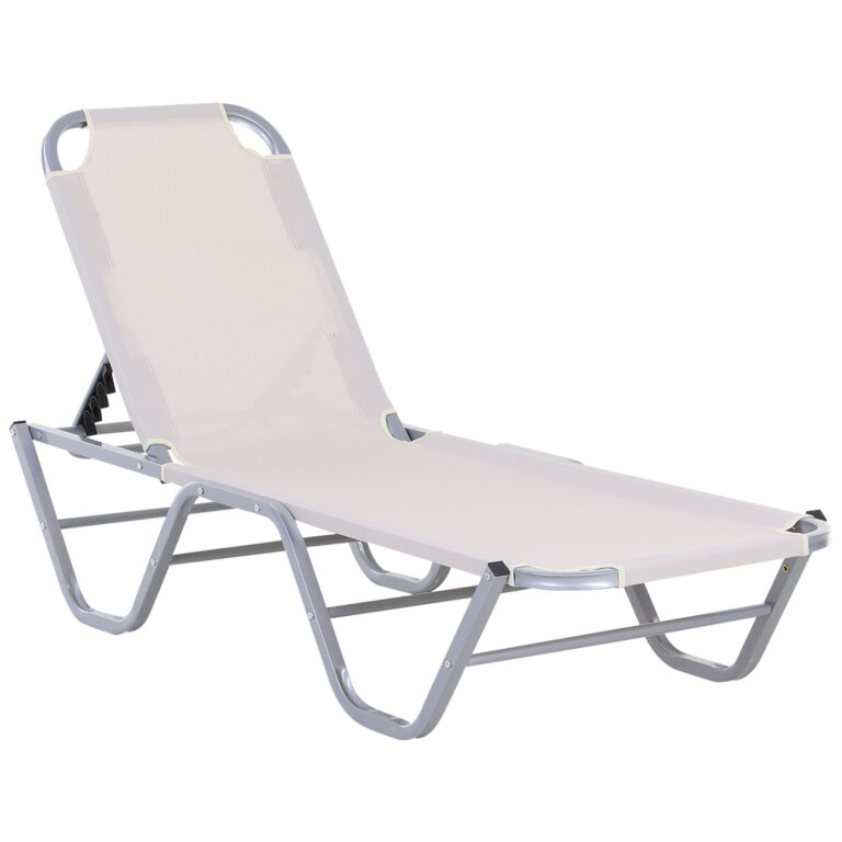 Sun Lounger Relaxer Recliner with 5-Position Adjustable Backrest Lightweight