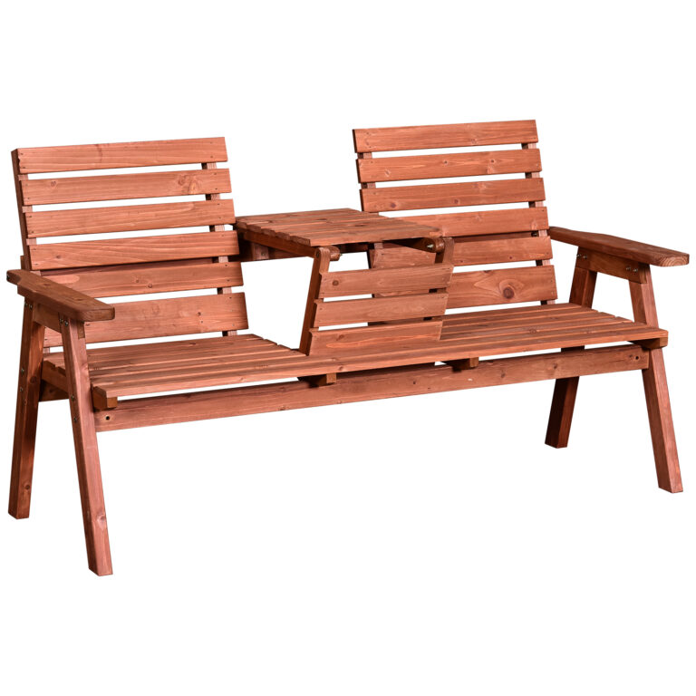 Outsunny Fir Wood Convertible 2 to 3 Seater Outdoor Garden Bench Wood Tone