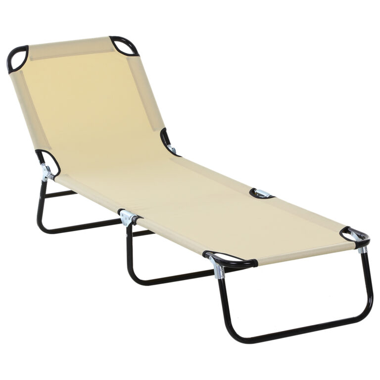 Reclining Lounge Chair with 3-Level Adjustable Backrest, Beige