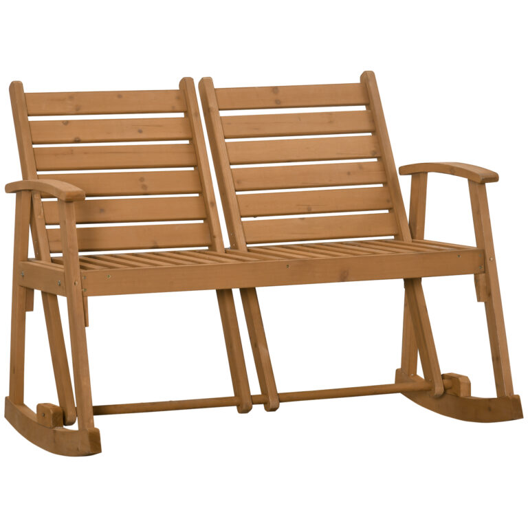 Wooden Garden Rocking Bench with Adjustable, 2-Seater Rustic