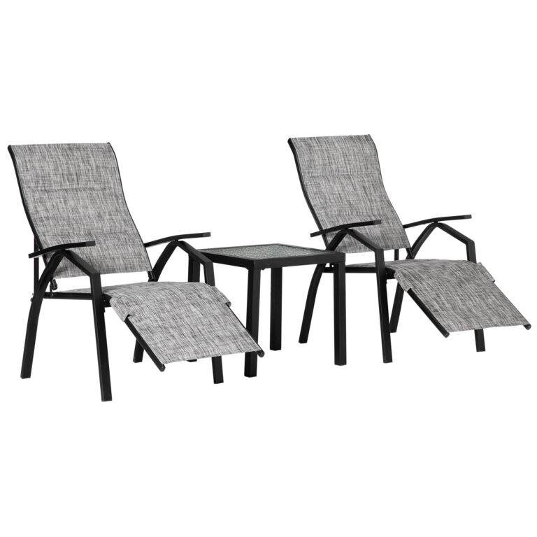 Lounger Chair Set of 3 with Adjustable Backrest and Footrest, Lounge,